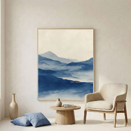 Abstract Indigo Terrain Wall Art Poster