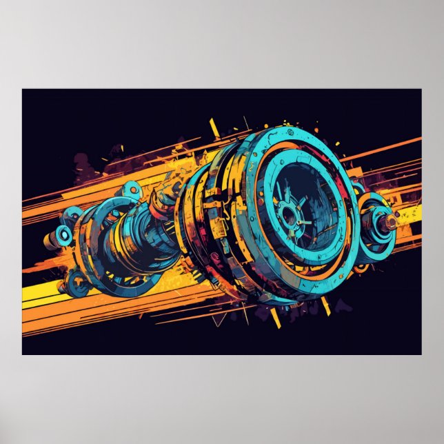 Abstract Industrial Pop Art Mechanical Turbine Poster (Framsidan)