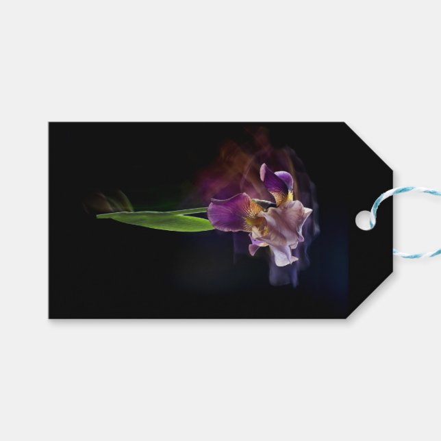 Abstract Iris Flower – Elegant Floral Art Presentetikett (Framsidan (Horisontell))