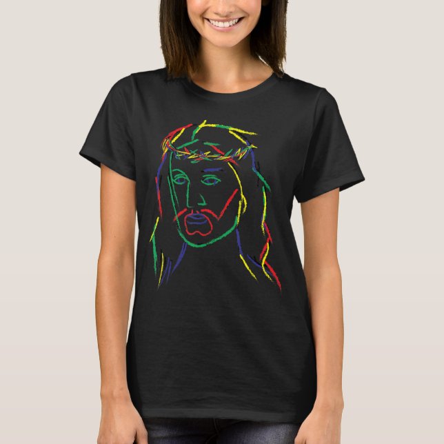 Abstract Jesus Graphic Image Cool Fun Piece T-Shir T Shirt (Framsida)