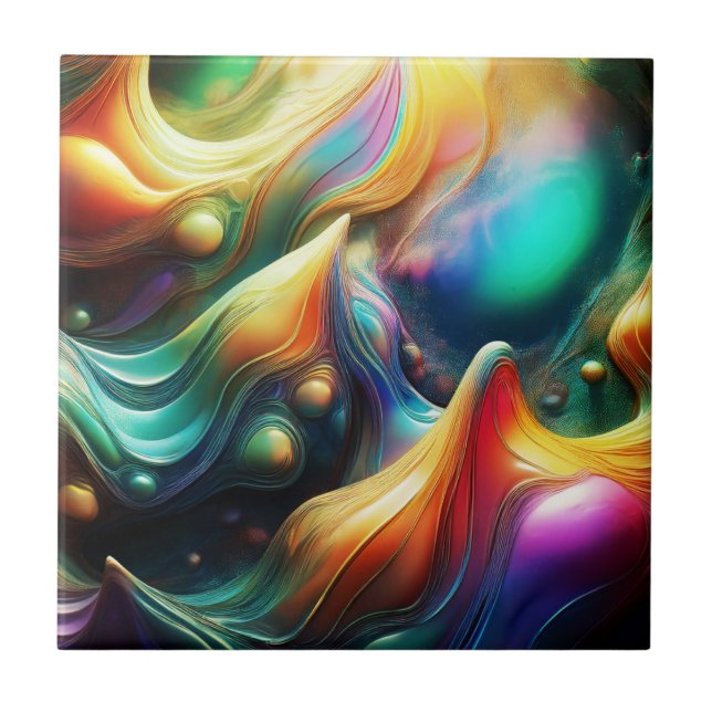 Abstract Landscape Created by Colorful Peaks Kakelplatta (Framsidan)