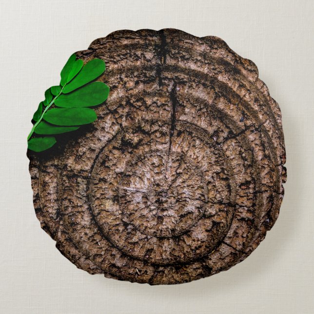 Abstract leaf tree stump green rund kudde (Framsidan)