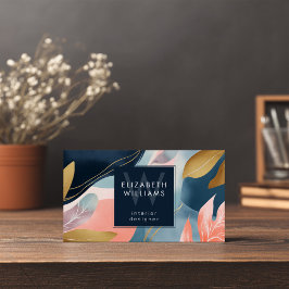 Abstract Leaves Botanicals Monogram Business Cards Visitkort