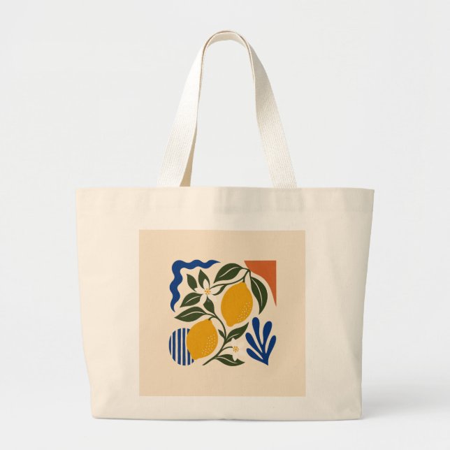 Abstract Lemon Fruit Botanical Pattern Elegant Tot Jumbo Tygkasse (Framsidan)
