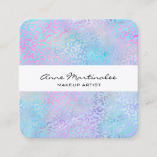Abstract Leopard Print Pastel Square Business Card Fyrkantigt Visitkort