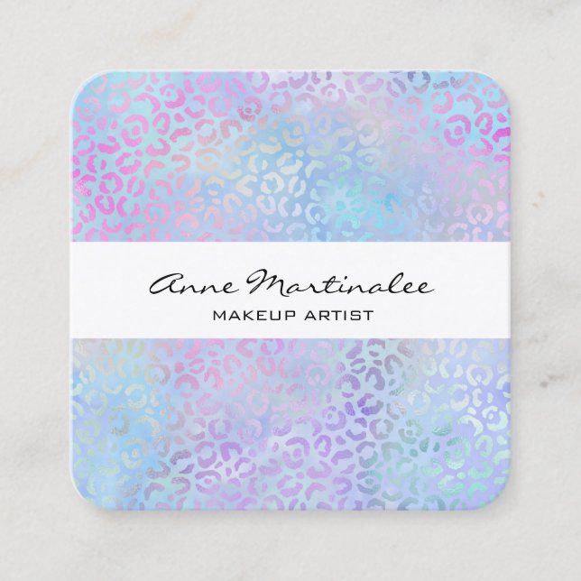 Abstract Leopard Print Pastel Square Business Card Fyrkantigt Visitkort (Framsida)