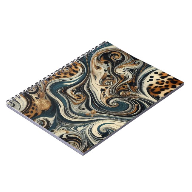 Abstract Leopard Print Swirl Anteckningsbok (Vänstra Sidan)