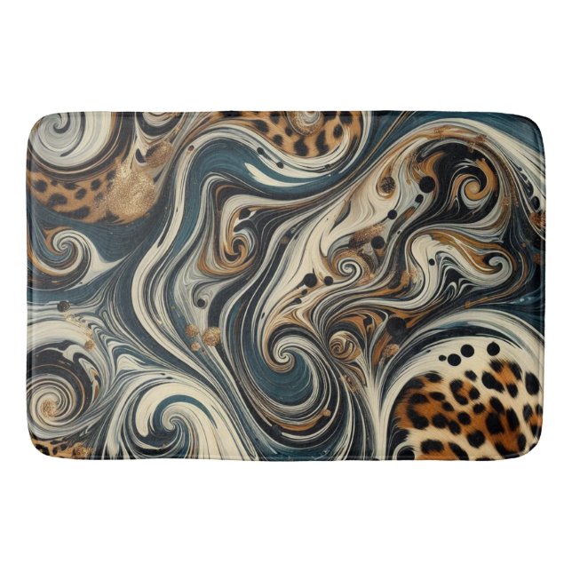 Abstract Leopard Print Swirl Badrumsmatta (Framsidan)