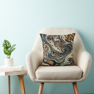 Abstract Leopard Print Swirl Kudde