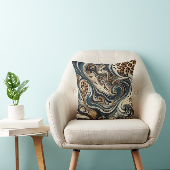 Abstract Leopard Print Swirl Kudde (Stol)