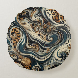 Abstract Leopard Print Swirl Rund Kudde