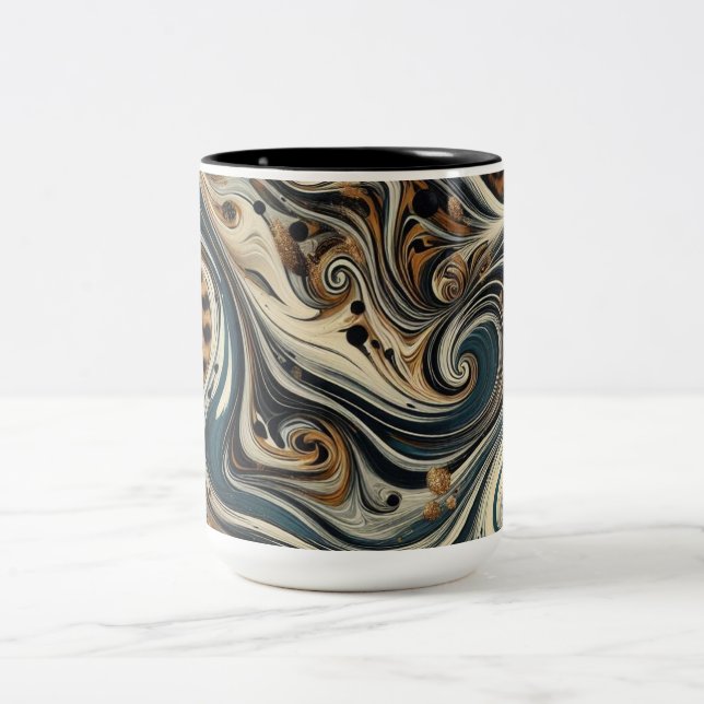 Abstract Leopard Print Swirl Två-Tonad Mugg (Center)
