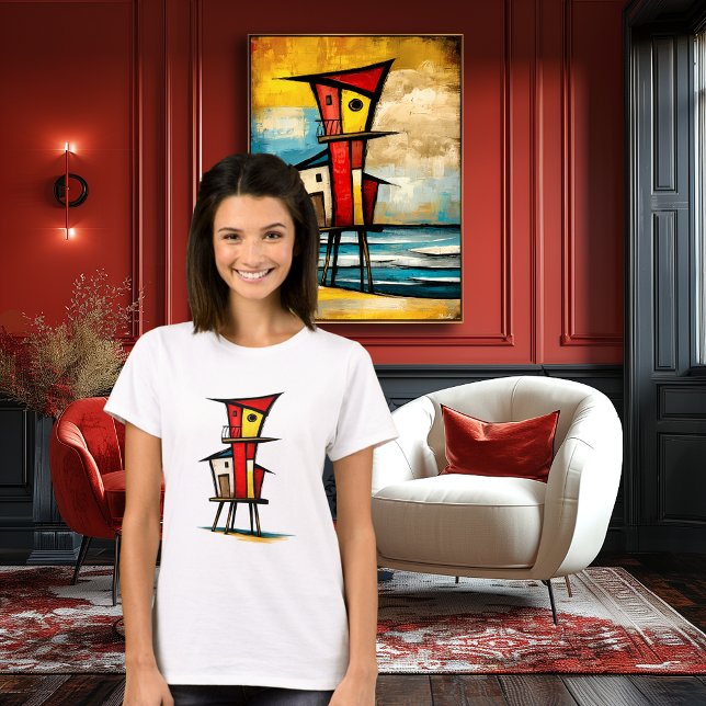 Abstract Lifeguard Tower | Expressionist Art  T Shirt (Skapare uppladdad)