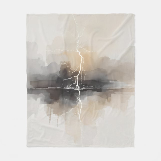 Abstract Lightning in Neutrals Print Fleecefilt (Framsidan)