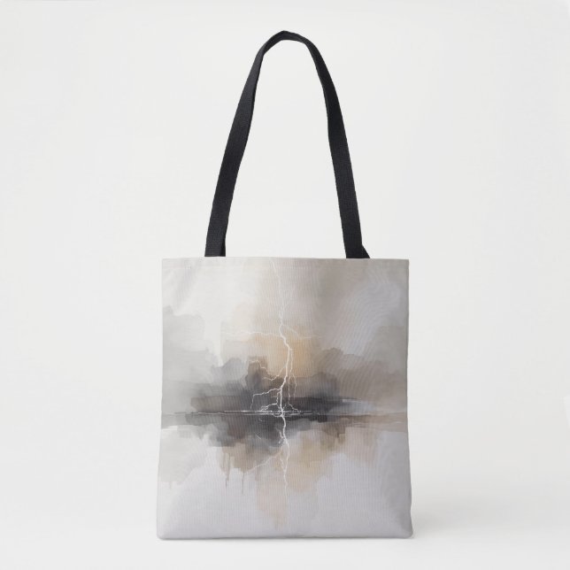 Abstract Lightning in Neutrals Print Tygkasse (Framsida)