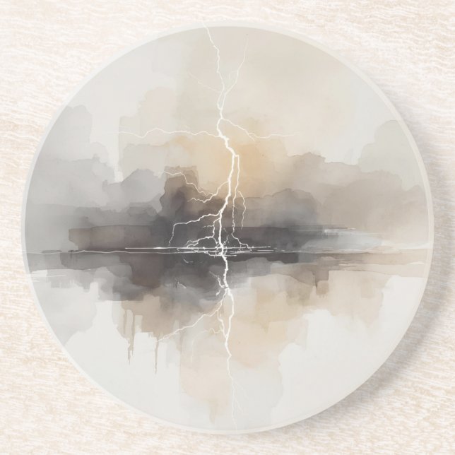 Abstract Lightning in Neutrals Print Underlägg (Framsidan)