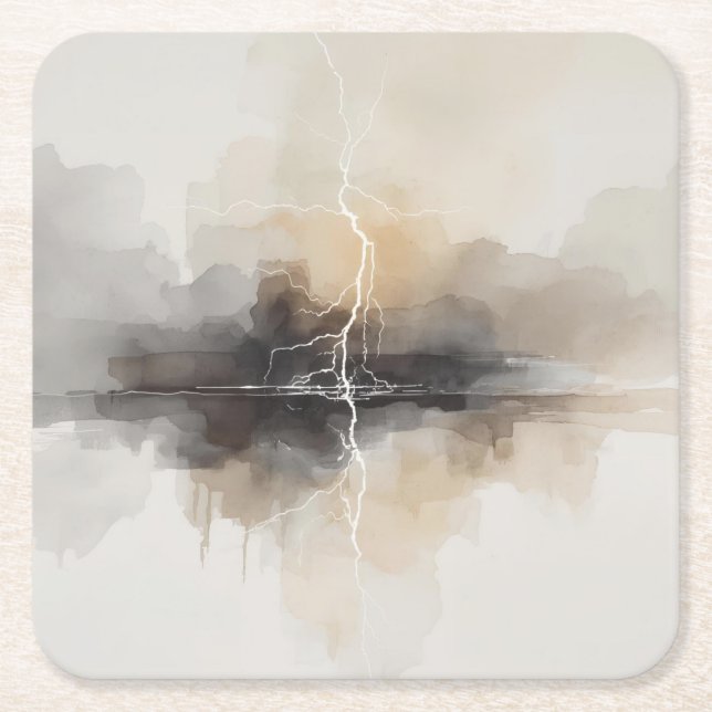 Abstract Lightning in Neutrals Print Underlägg Papper Kvadrat (Framsidan)