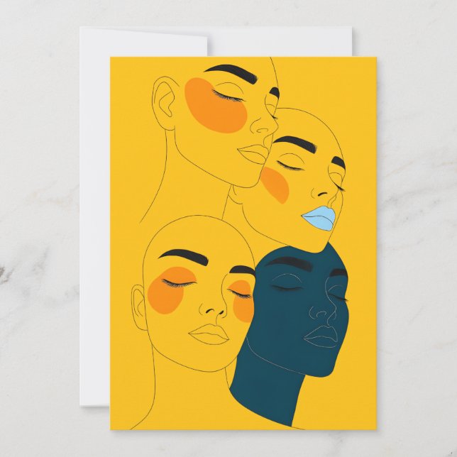 Abstract Line Art Print, Four Overlapping Faces (Framsida)