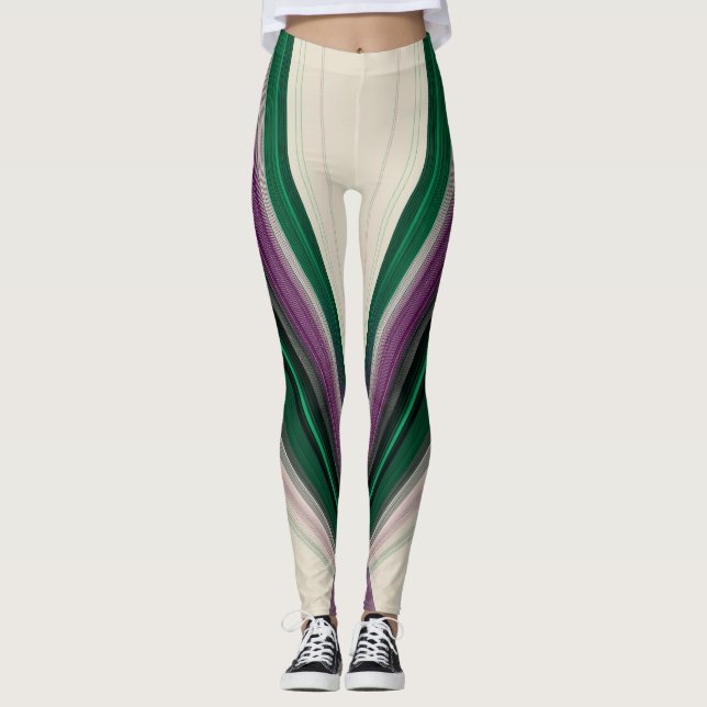 Abstract Line Pattern | Purple & Teal Leggings (Framsida)