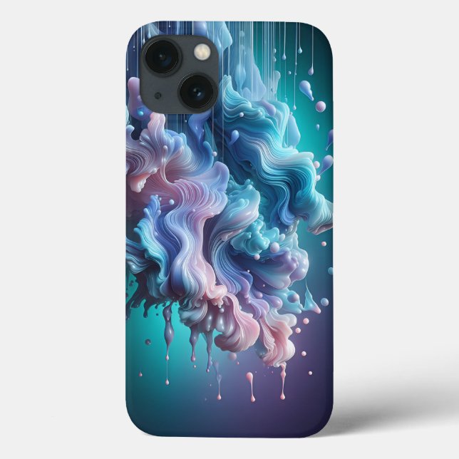 Abstract Liquid Cloud Phone Case Teal & Pink Fluid (Baksida)