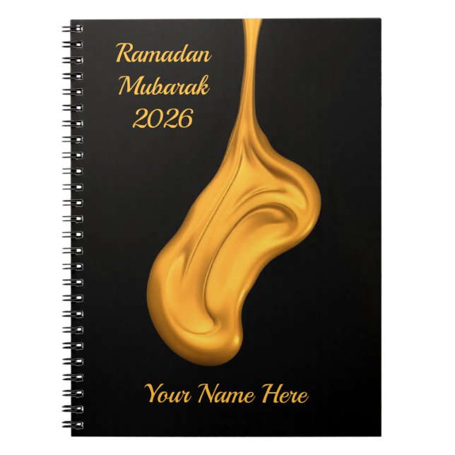 Abstract Liquid Gold Black Anteckningsbok (Framsidan)