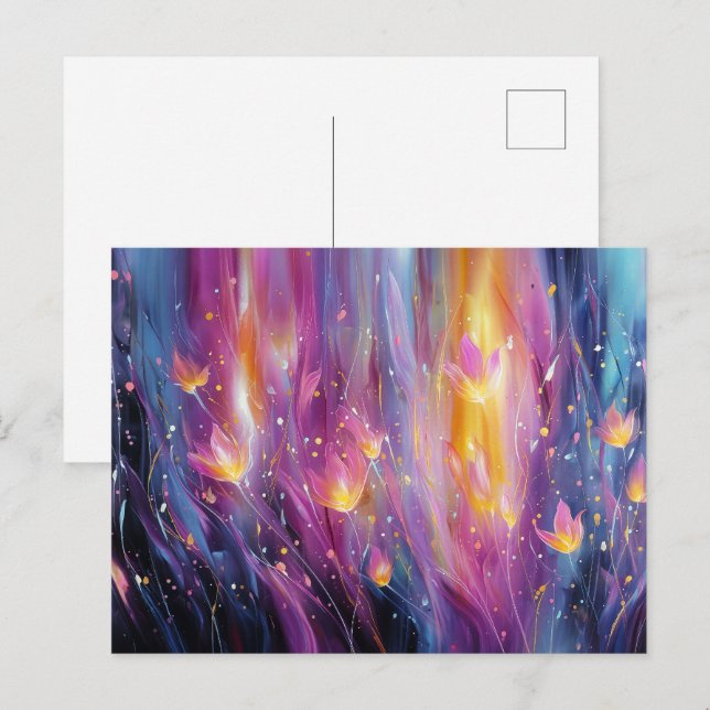 Abstract luminous floral explosion vykort (Fram/baksida)