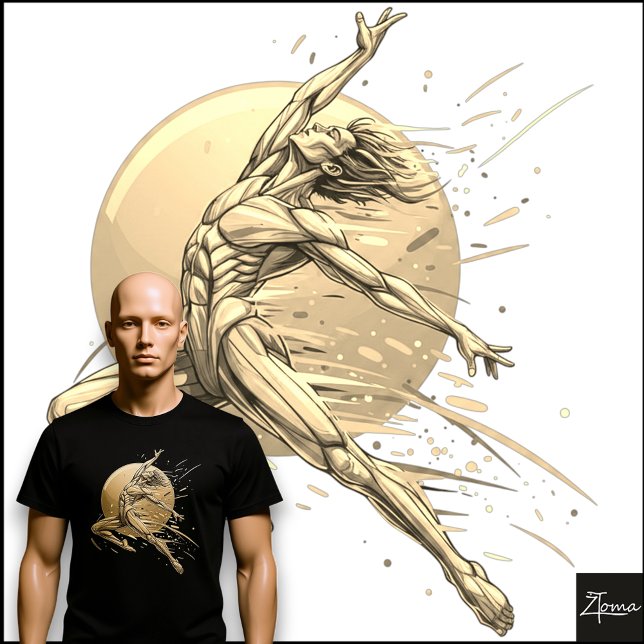 Abstract Male Dancer Neon Leaping Figure T Shirt (Skapare uppladdad)