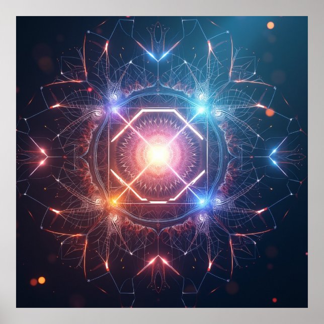 Abstract Mandala : Iridescent Geometric Poster (Framsidan)