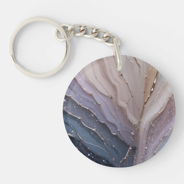 Abstract Marble Acrylic Keychain with Gold Accents (Framsidan)