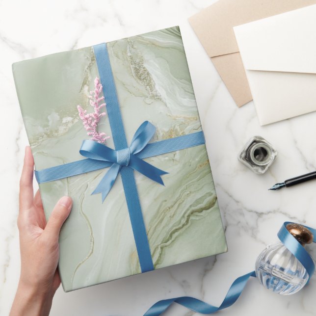 Abstract Marble Sage Green Presentpapper (Gifting)