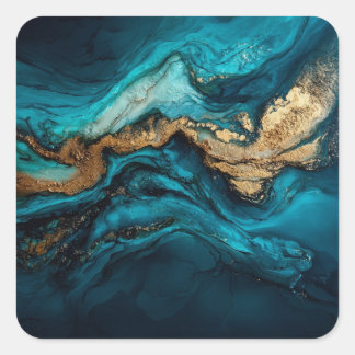 Abstract marine  fyrkantigt klistermärke