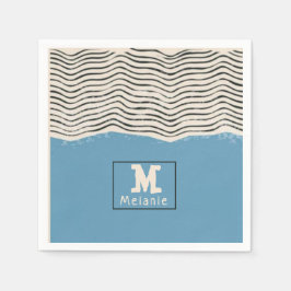 Abstract minimalist artistic lines Monogram Pappersservett