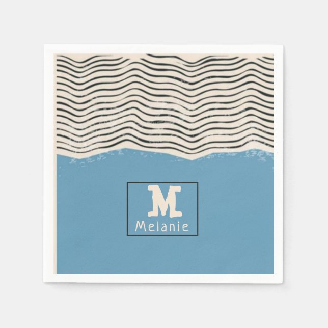 Abstract minimalist artistic lines Monogram Pappersservett (Framsidan)