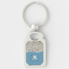 Abstract minimalist artistic lines Monogram Rektangulärt Silverfärgad Nyckelring