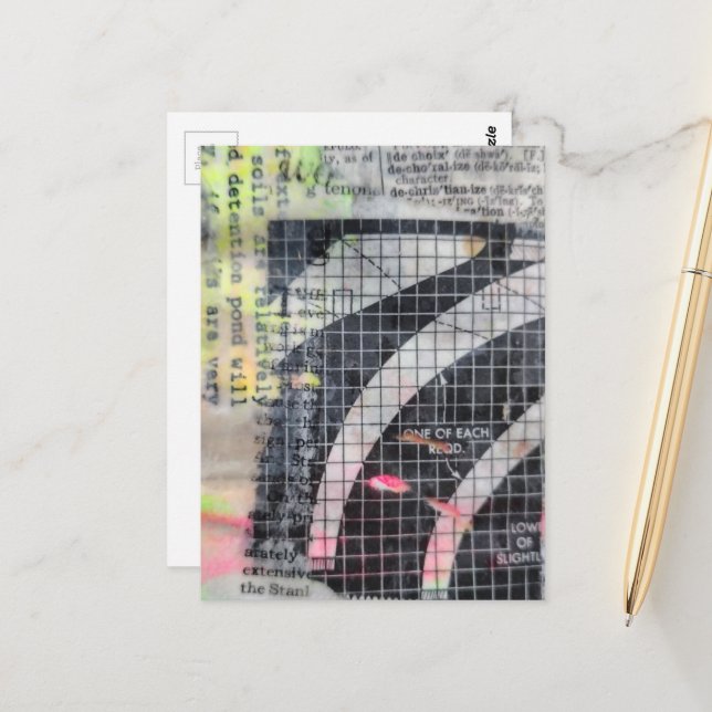 Abstract mixed media collage  vykort (Fram/Back In Situ)