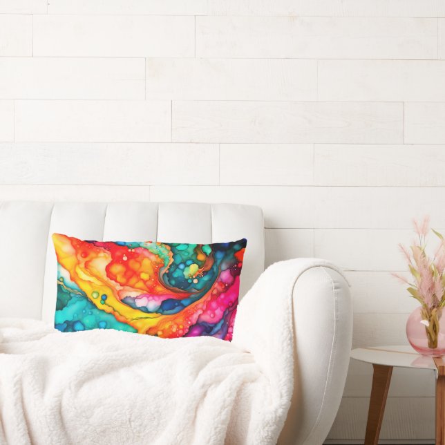 Abstract Mixed Media Pop Art Throw Pillow Lumbarkudde (Soffa)
