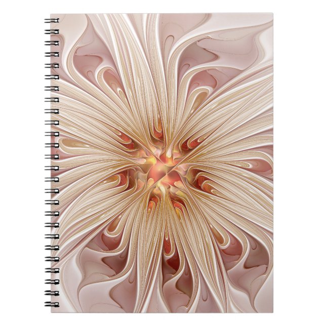 Abstract Modern Peach Pastel Flower Fractal Art Anteckningsbok (Framsidan)