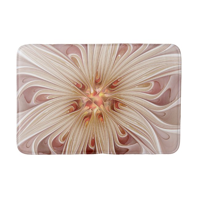 Abstract Modern Peach Pastel Flower Fractal Art Badrumsmatta (Framsidan)