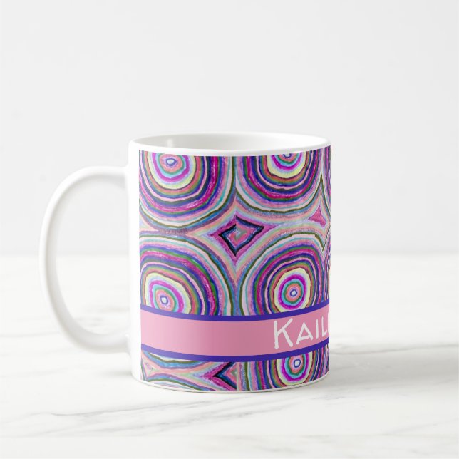 Abstract Modern Personalized  Pink Purple Circles Kaffemugg (Vänster)