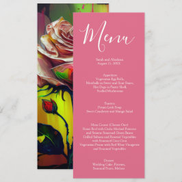 Abstract Modern Pink Roses Wedding Menu Meny
