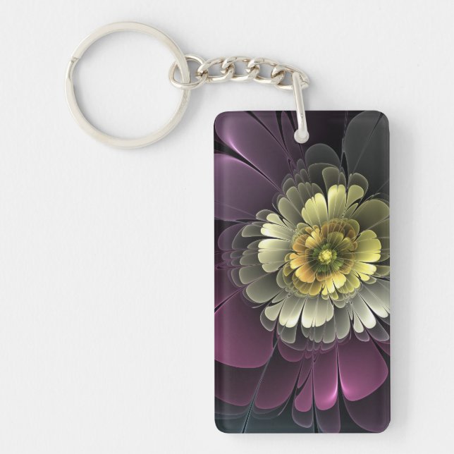 Abstract Modern Purpur Khaki Gray Fractal Flower (Framsidan)