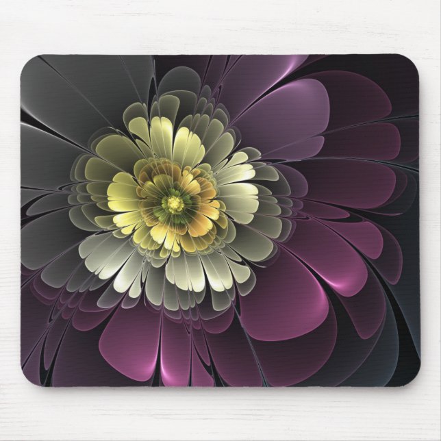 Abstract Modern Purpur Khaki Gray Fractal Flower Musmatta (Framsidan)