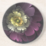 Abstract Modern Purpur Khaki Gray Fractal Flower Underlägg<br><div class="desc">Magical big fantasy flower with bold colors.
Design for your sandstone coaster and more.</div>