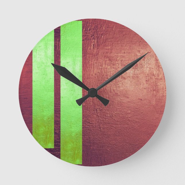 Abstract Modern Red & Wine Wall Clock  Rund Klocka (Framsida)