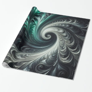 Abstract Modern Swirling Green, Silver and Black Presentpapper