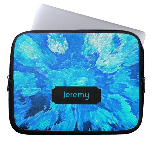 Abstract, modern, turquoise, hawaiian mosaic  laptop fodral (Framsidan)