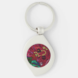 Abstract Moon Galaxy Art Metal Keychain Swirl Silverfärgad Nyckelring