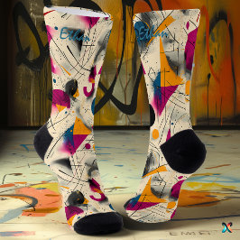 Abstract Motion Socks in Magenta, Orange, and Blue
