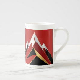 Abstract Mountain Range Red Black Gold Benporslin Mugg