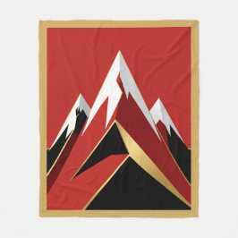 Abstract Mountain Range Red Black Gold Fleecefilt